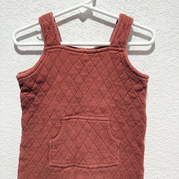 Kate Quinn Quilted Brown Overalls Unisex 18-24 Months Organic Cotton Diaper Snap - Picture 2 of 6